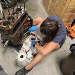 Jessi scrubbing the engine so we can see what we r